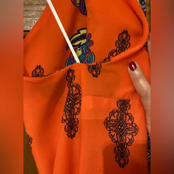 Vibrant Colored Sleeveless Keyhole/Neck Dress LARGE - Picture 7 of 11